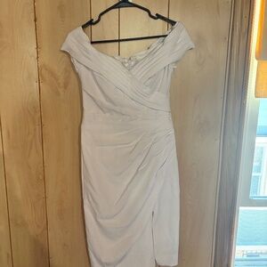 Short off the shoulder wedding/reception dress